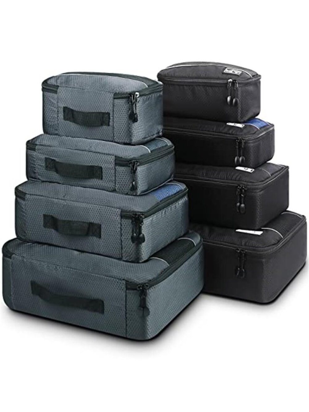 Packing Cubes 8 Piece Travel Organizer Set Nylon Suitcase Storage Bags Carry On
